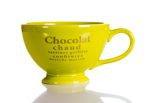 Green jumbo chocolate mug isolated on white background