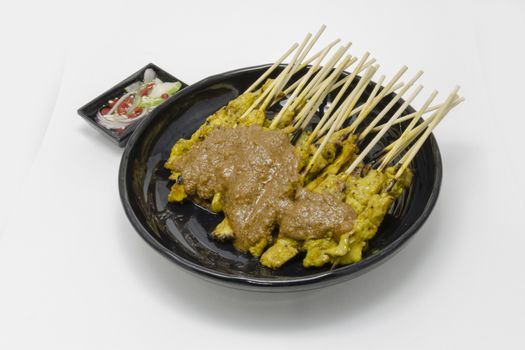 Thai food pork satay isolate on white background