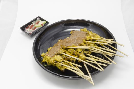 Thai food pork satay isolate on white background