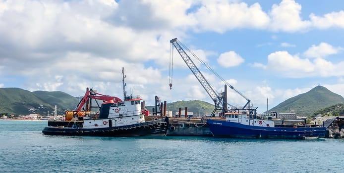Tug boats in St. Kitts waiting for action.
