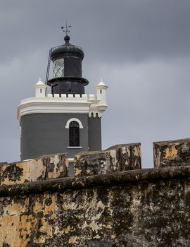 The lighthouse at Castillo San Felipe del San Moro in San Juan Puerto Rico.