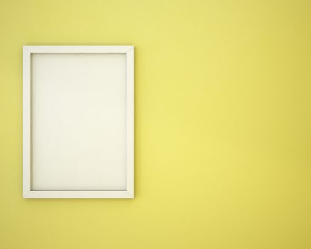 Blank frame on custard yellow  wall