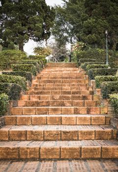 Old brick garden stairs