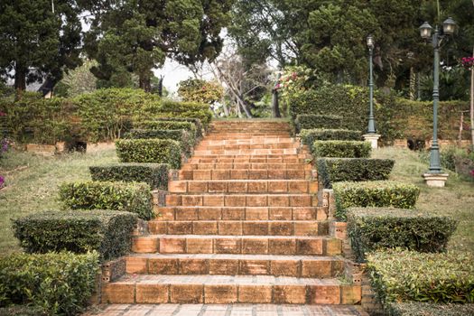 Old brick garden stairs