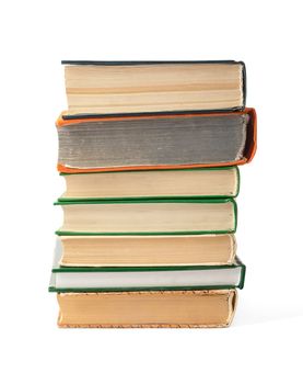 Stack of books isolated on white background, front view