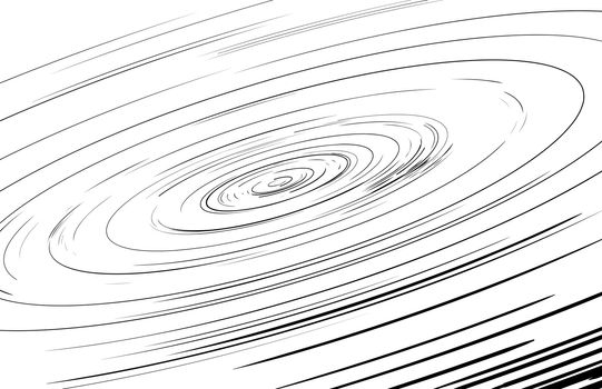 Fast moving spinning whirlpool background illustration in black outline