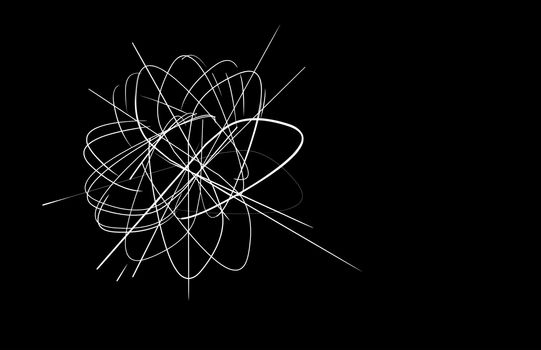 Abstract symbolic big bang explosion scribble with copy space over black