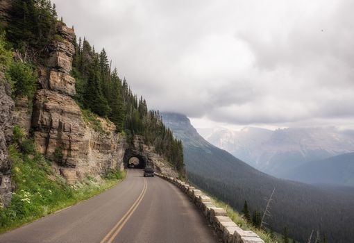 A view of the steep cliffs along the Going to the Sun Road in Glacier National Park in Wyoming.
Photo taken on: July 11th, 2015
