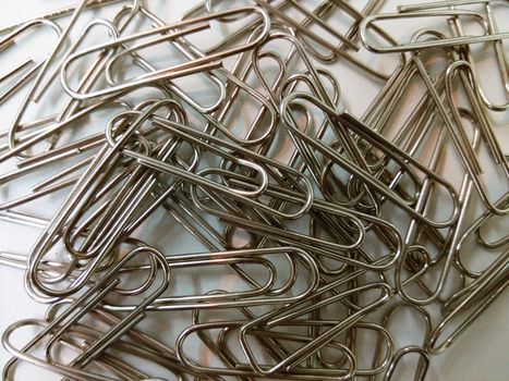 Close-up of Many Silver Paper Clips