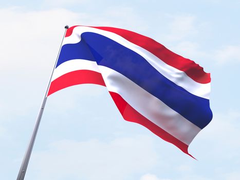 Thailand flag flying on clear sky.