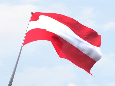 Austria flag flying on clear sky.