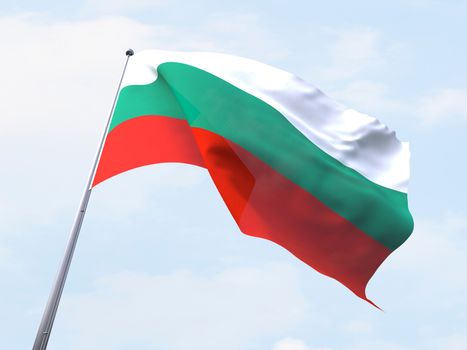 Bulgaria flag flying on clear sky.