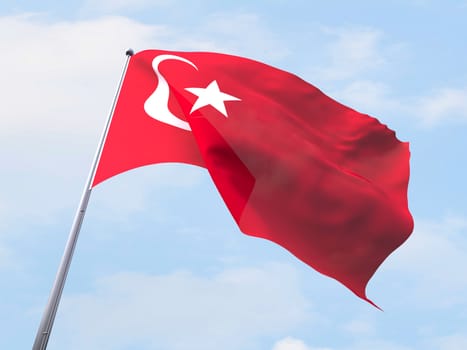 Turkey flag flying on clear sky.