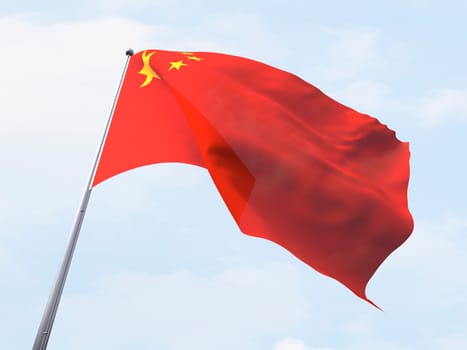 China flag flying on clear sky.