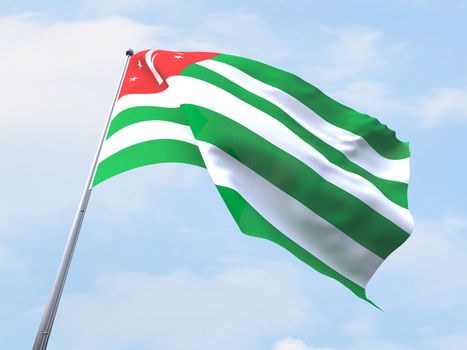 Abkhazia flag flying on clear sky.