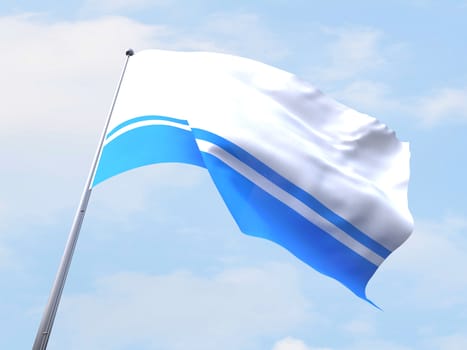 Altai Republic flag flying on clear sky.