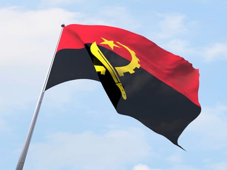 Angola flag flying on clear sky.