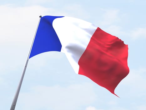 France flag flying on clear sky.