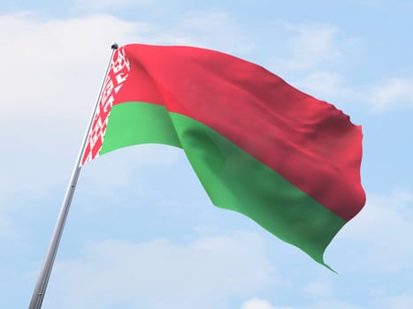 Belarus flag flying on clear sky.