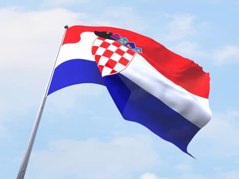 Croatia flag flying on clear sky.