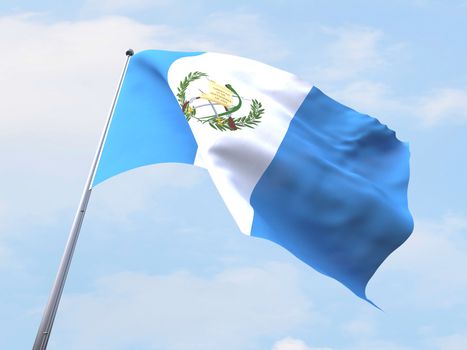 Guatemala flag flying on clear sky.