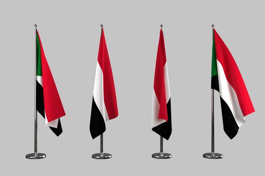 Sudan indoor flags isolate on white background