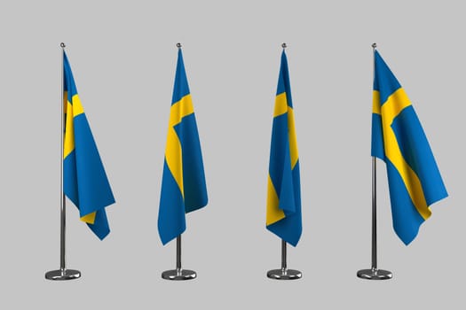 Sweden indoor flags isolate on white background