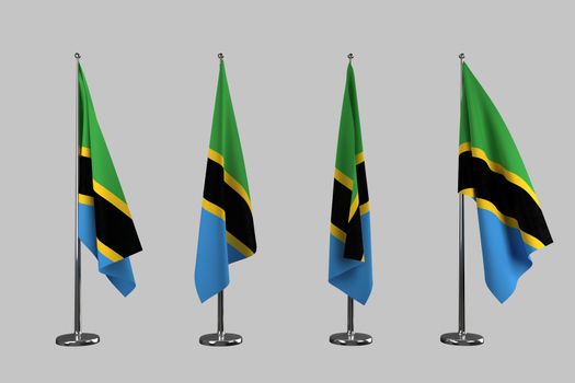 Tanzania indoor flags isolate on white background