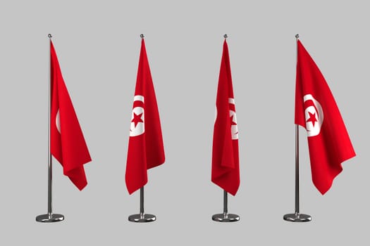 Tunisia indoor flags isolate on white background