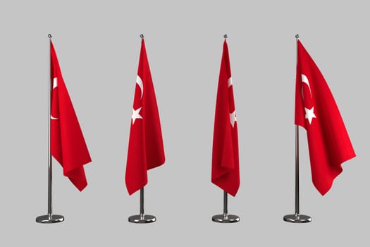 Turkey indoor flags isolate on white background