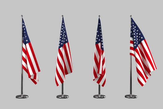 USA indoor flags isolate on white background