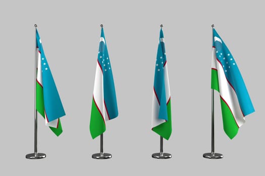 Uzbekistan indoor flags isolate on white background