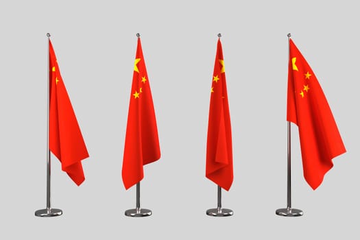 China indoor flags isolate on white background