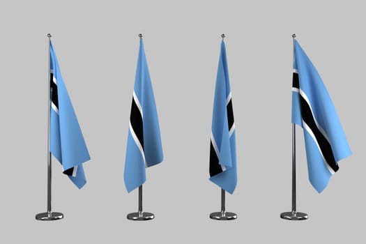 Botswana indoor flags isolate on white background