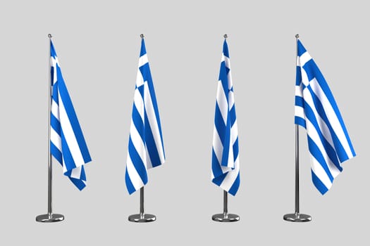 Greece indoor flags isolate on white background