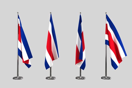 Costa rica indoor flags isolate on white background