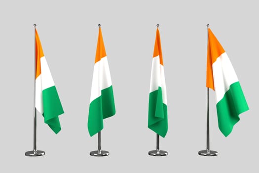 Ivory Coast indoor flags isolate on white background