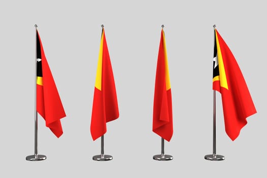 Timor Leste indoor flags isolate on white background