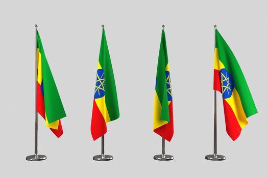 Ethiopia indoor flags isolate on white background