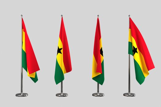 Ghana indoor flags isolate on white background