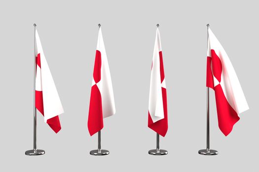 Greenland indoor flags isolate on white background