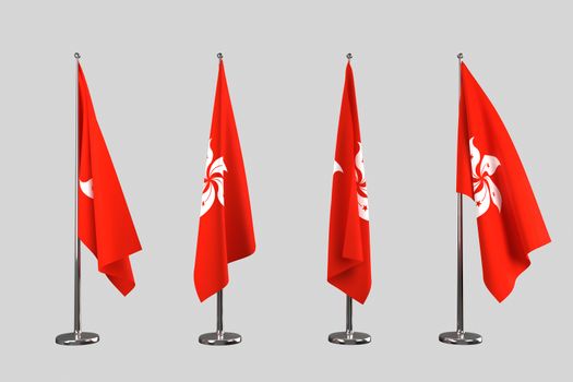 Hongkong indoor flags isolate on white background