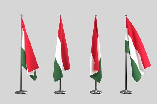 Hungary indoor flags isolate on white background