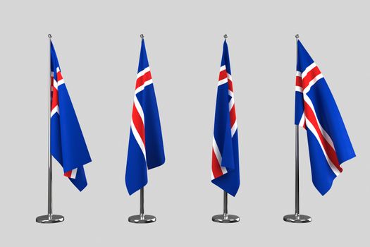 Iceland indoor flags isolate on white background