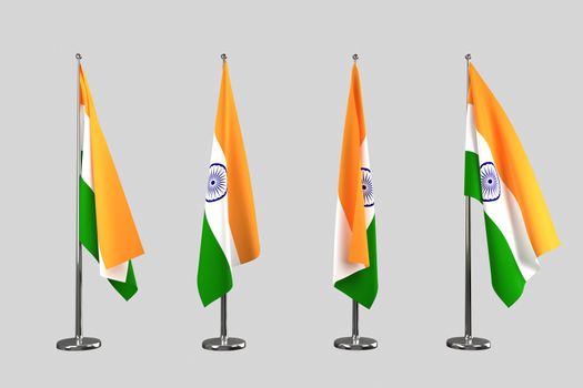 India indoor flags isolate on white background