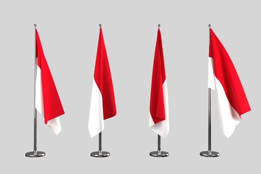 Indonesia indoor flags isolate on white background