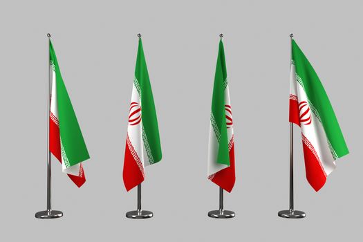 Iran indoor flags isolate on white background