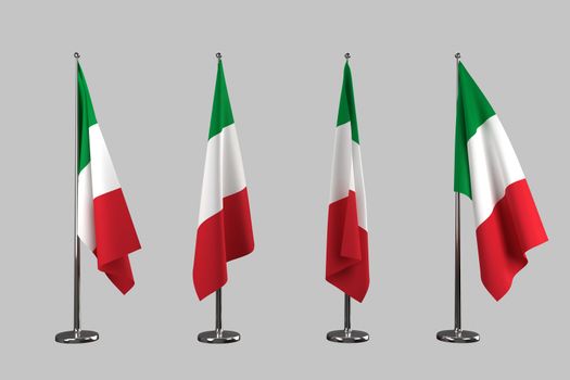 Italy indoor flags isolate on white background