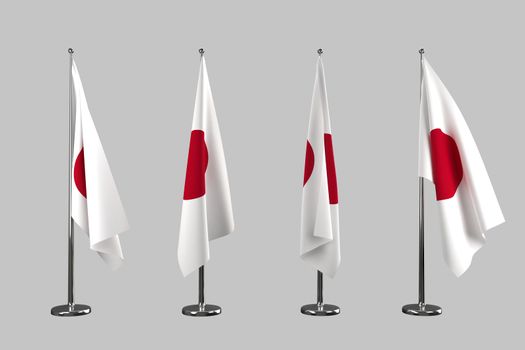 Japan indoor flags isolate on white background