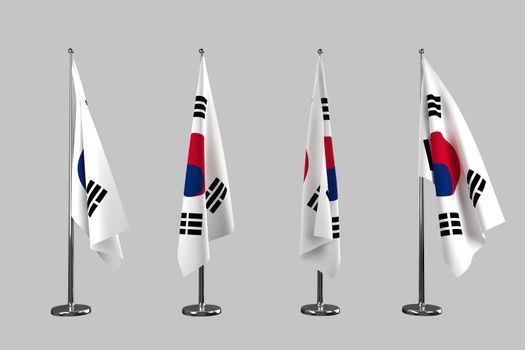 South Korea indoor flags isolate on white background